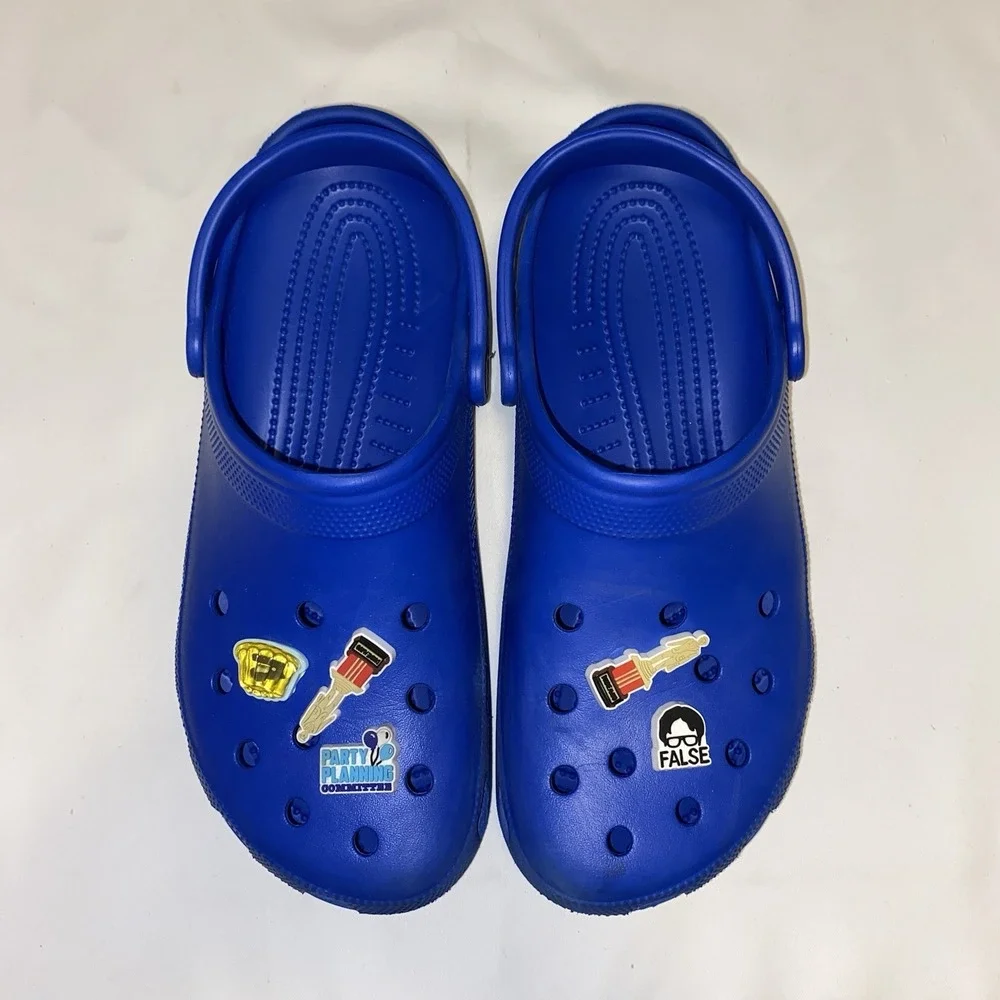 Crocs Royal‎ Blue Men's Size 12 Jibbitz The Office Funny Humor
